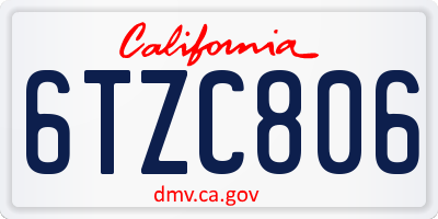 CA license plate 6TZC806