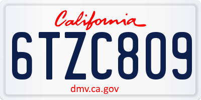 CA license plate 6TZC809