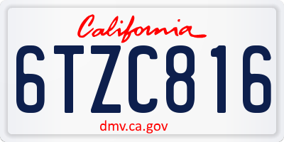 CA license plate 6TZC816