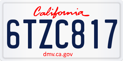 CA license plate 6TZC817