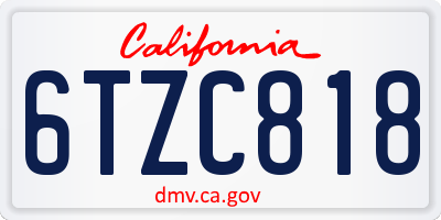 CA license plate 6TZC818