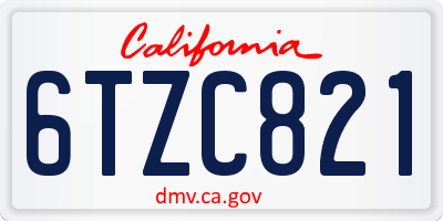 CA license plate 6TZC821