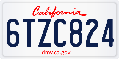 CA license plate 6TZC824