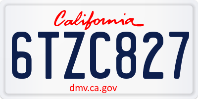 CA license plate 6TZC827