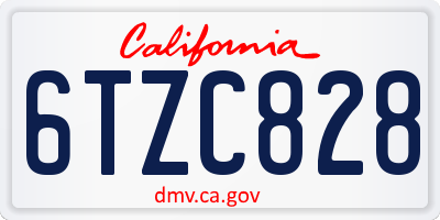 CA license plate 6TZC828