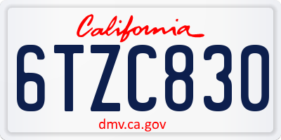 CA license plate 6TZC830