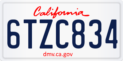 CA license plate 6TZC834