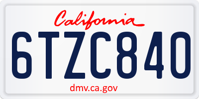 CA license plate 6TZC840