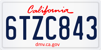 CA license plate 6TZC843