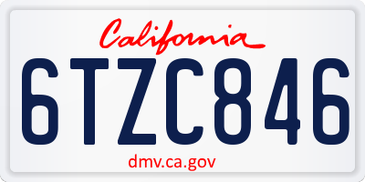 CA license plate 6TZC846