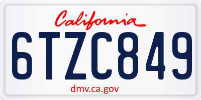 CA license plate 6TZC849