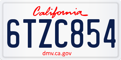 CA license plate 6TZC854