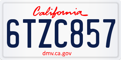 CA license plate 6TZC857