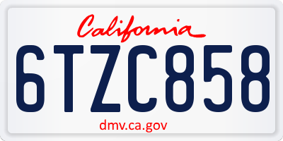 CA license plate 6TZC858