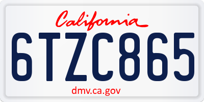 CA license plate 6TZC865