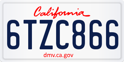 CA license plate 6TZC866