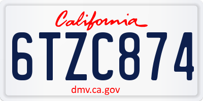 CA license plate 6TZC874