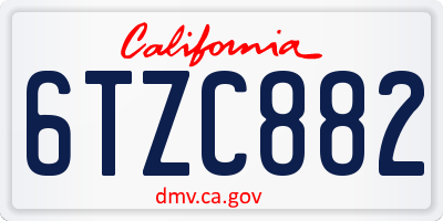 CA license plate 6TZC882