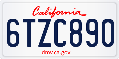 CA license plate 6TZC890