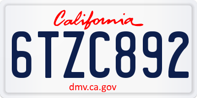 CA license plate 6TZC892