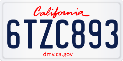 CA license plate 6TZC893