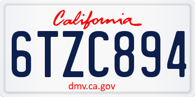 CA license plate 6TZC894