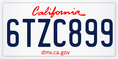CA license plate 6TZC899