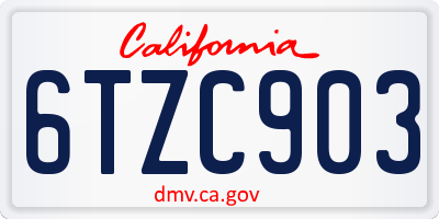 CA license plate 6TZC903