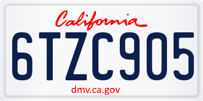 CA license plate 6TZC905