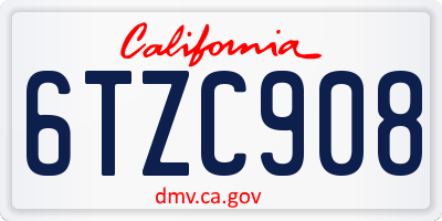 CA license plate 6TZC908