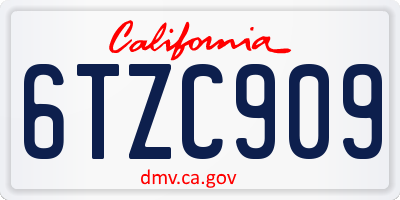 CA license plate 6TZC909