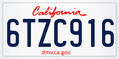 CA license plate 6TZC916