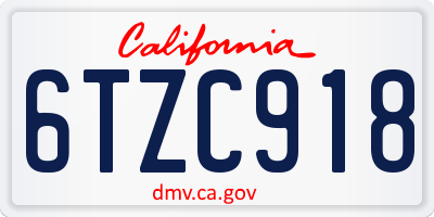 CA license plate 6TZC918