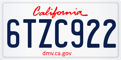 CA license plate 6TZC922