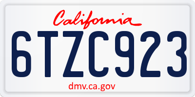 CA license plate 6TZC923