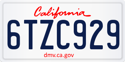 CA license plate 6TZC929