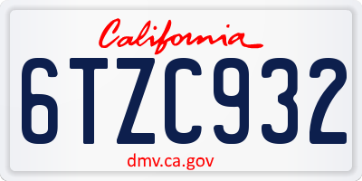 CA license plate 6TZC932
