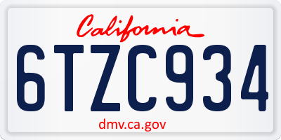 CA license plate 6TZC934