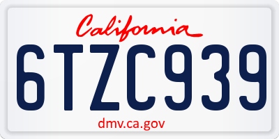 CA license plate 6TZC939