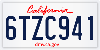 CA license plate 6TZC941