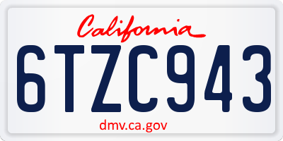 CA license plate 6TZC943