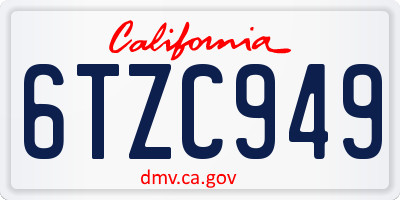 CA license plate 6TZC949