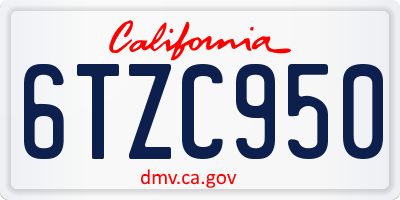 CA license plate 6TZC950