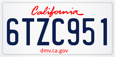 CA license plate 6TZC951