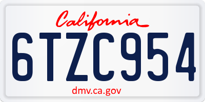 CA license plate 6TZC954