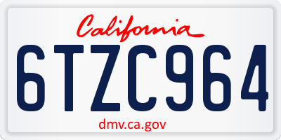 CA license plate 6TZC964
