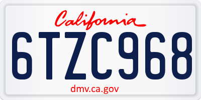 CA license plate 6TZC968
