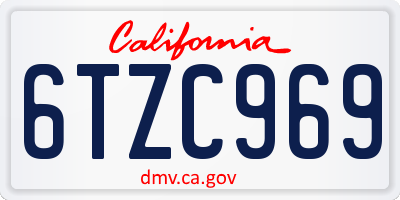 CA license plate 6TZC969