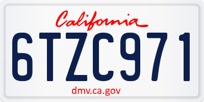 CA license plate 6TZC971