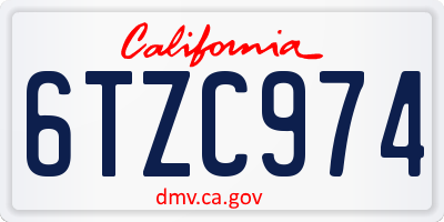 CA license plate 6TZC974